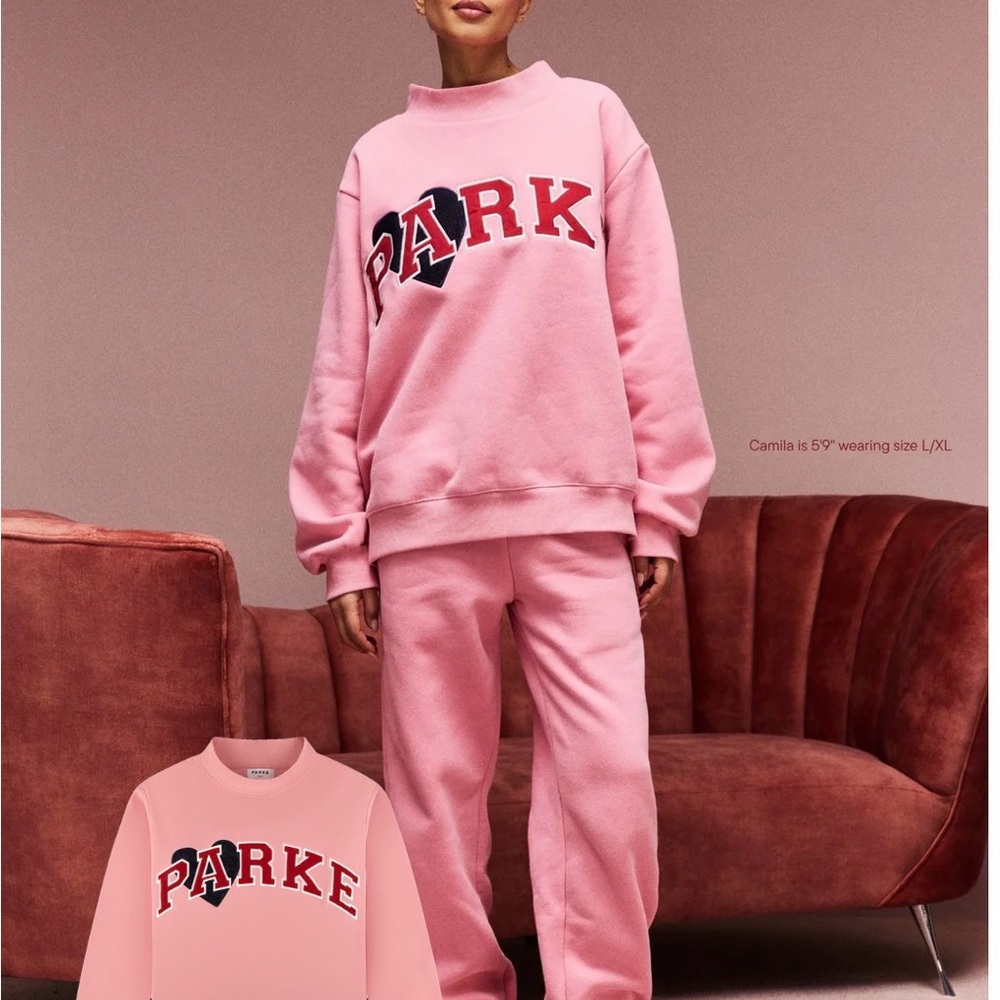 Parke Valentines Pink Sweatshirt with Heart and Letter Design LG/XL - Picture 2 of 2